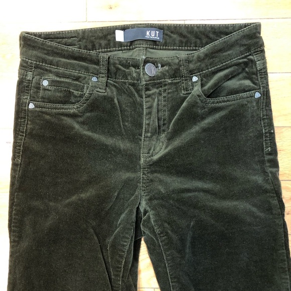 KUT Diana Skinny Dark Green Corduroy Pants Size 2 - Picture 3 of 9